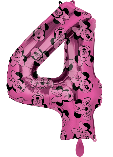 Folienballon - Zahl 4: Minnie Maus - ø 86cm